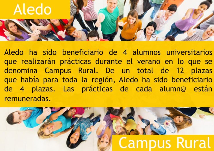 Se ha concedido al Ayuntamiento de Aledo 4 plazas de alumnos universitarios que realizarán prácticas de empresa.