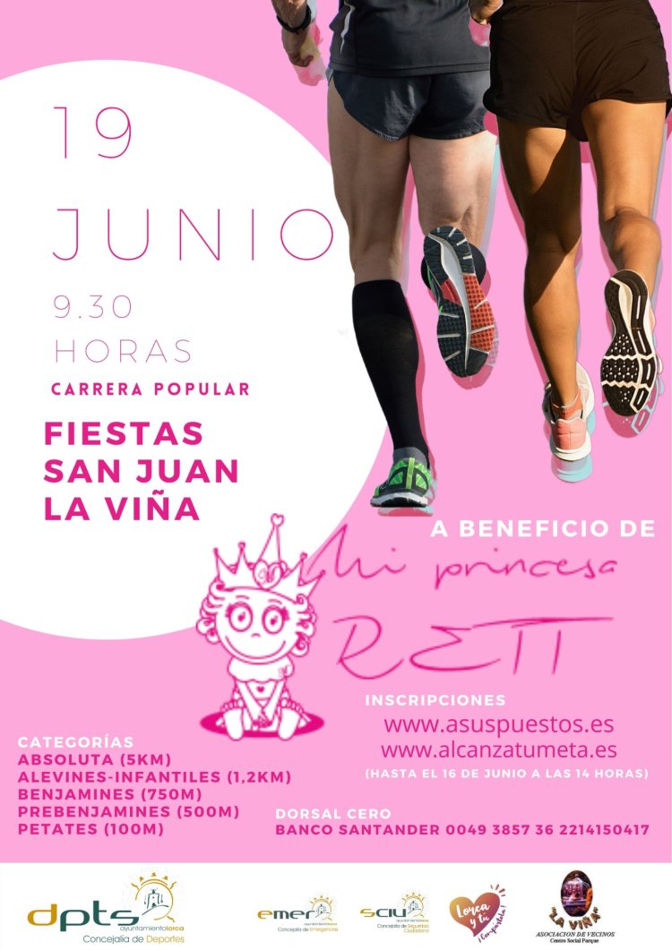 El Ayuntamiento de Lorca organiza para este domingo la tradicional carrera popular de La Viña  a beneficio de la Asociación “Mi Princesa de Rett”