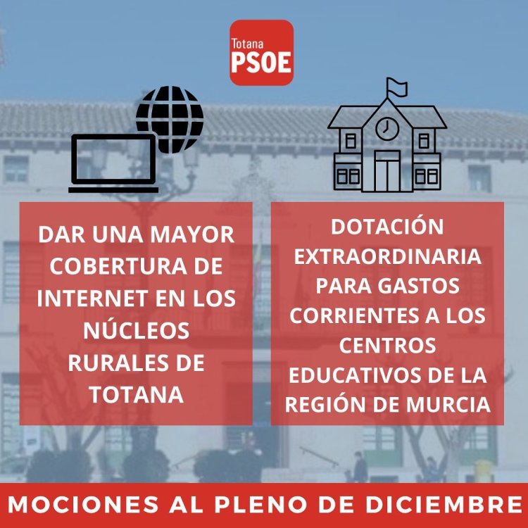 PSOE TOTANA: MOCIONES AL PLENO DE DICIEMBRE