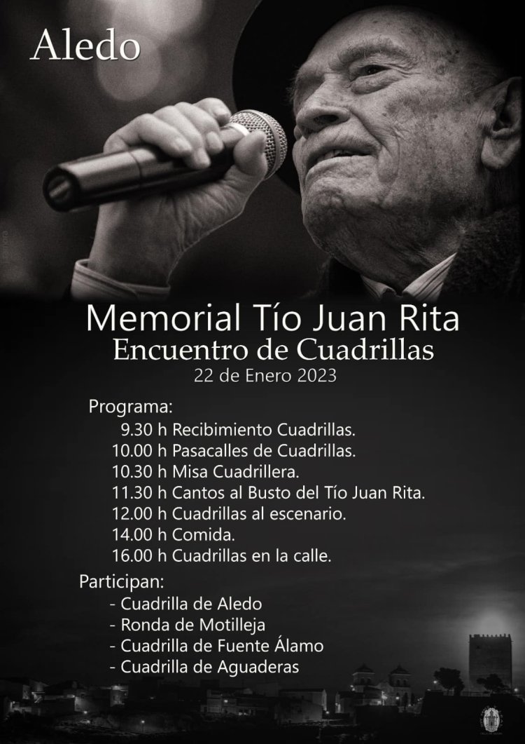 Continuamos con la cultura y la tradición. El próximo 22 de enero, Encuentro de Cuadrillas, este año Memorial Tío Juan Rita.