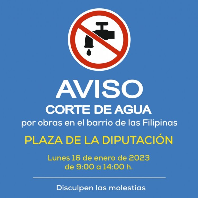 ALHAMA: AVISO: corte de agua en Plaza de la Diputación el lunes 16 de enero de 9:00 a 14:00 h.