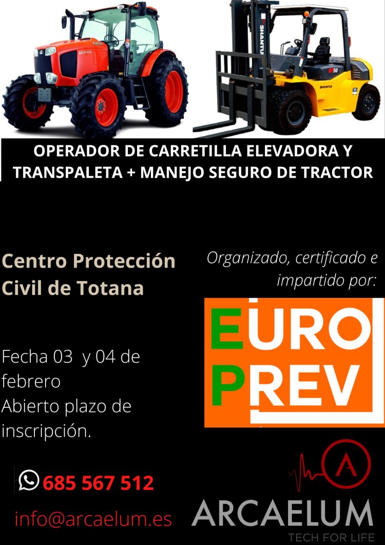 Informamos del nuevo curso "OPERADOR DE CARRETILLAS ELEVADORAS Y MANEJO SEGURO DE TRACTOR"
