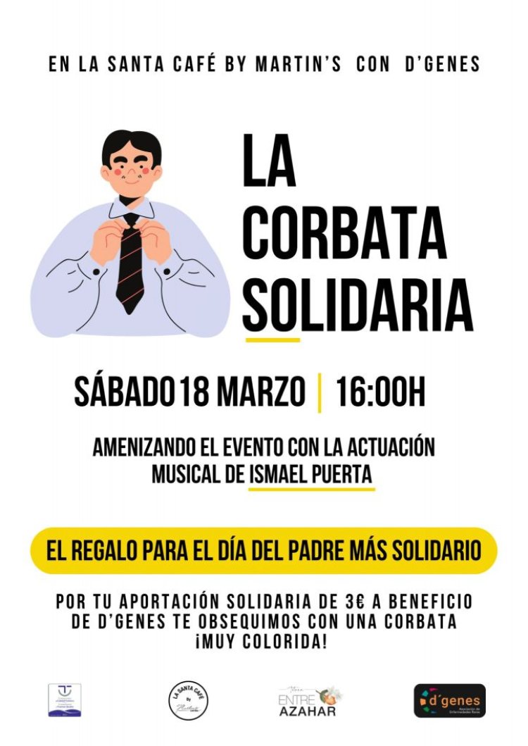 La Santa Café by Martin´s de Totana organiza el próximo 18 de marzo “La corbata solidaria”, una iniciativa a beneficio de D´Genes