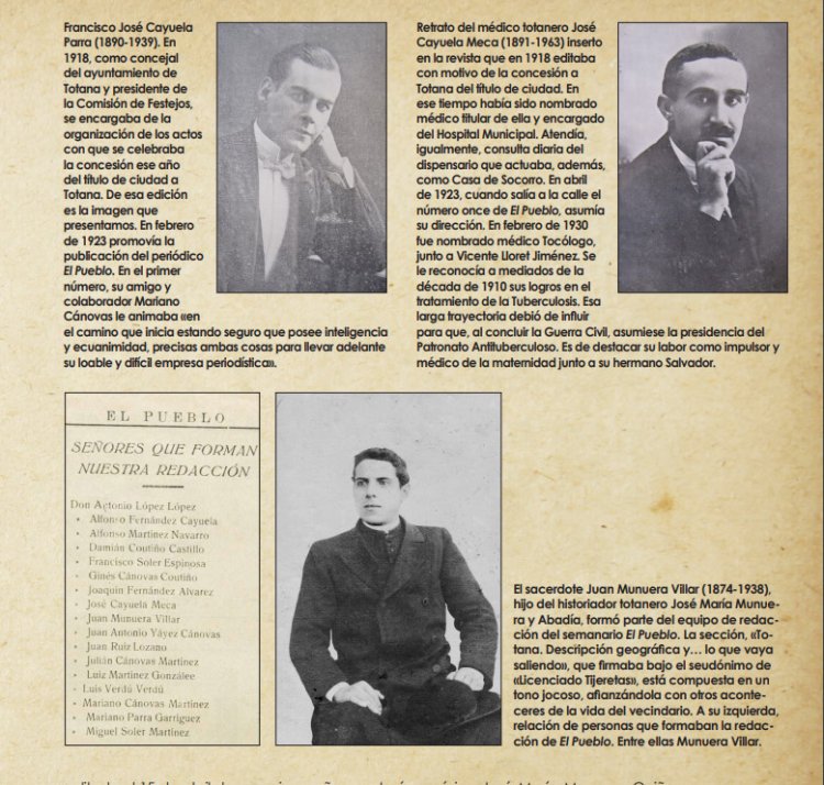 En homenaje al periódico totanero. El Pueblo en su primer centenario. ( Por Juan Cánovas Mulero)