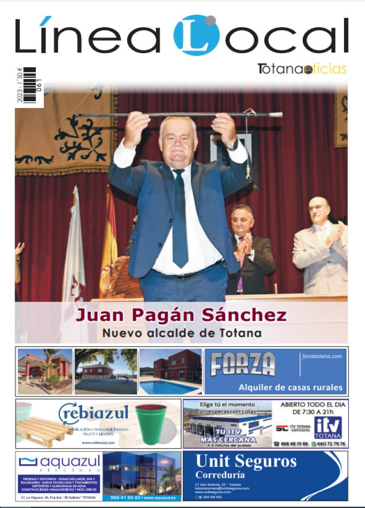 El número 61 de Línea Local Totana Noticias viene cargado de reportajes y entrevistas.  En primer lugar, entrevistamos al nuevo alcalde de Totana, Juan Pagán Sánchez, y le acompañamos en sus primeros momentos en el Ayuntamiento ya como primer edil.