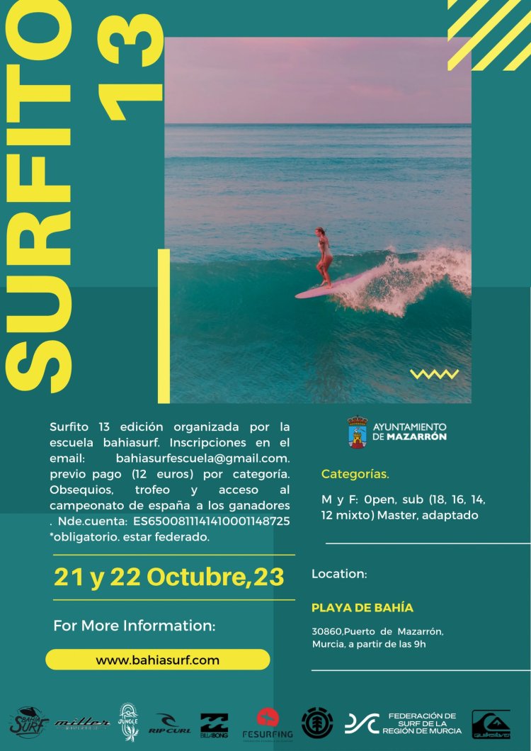 Surfito 13: Mazarrón se prepara para una competición de surf de primer nivel.